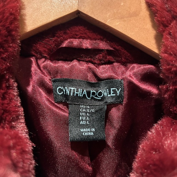 Cynthia Rowley wine colored faux fur bomber - Picture 2 of 2